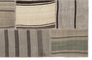 Striped Over Dyed Kilim Patchwork Unique Rug 5'3'' x 7'7'' ft 160 x 230 cm