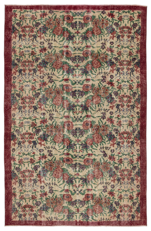 Naturel Over Dyed Vintage Rug 5'7'' x 8'8'' ft 169 x 263 cm