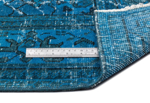 Turquoise Over Dyed Vintage Rug 6'3'' x 9'9'' ft 190 x 297 cm