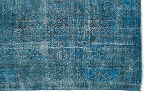 Turquoise  Over Dyed Vintage Rug 6'3'' x 9'9'' ft 190 x 297 cm