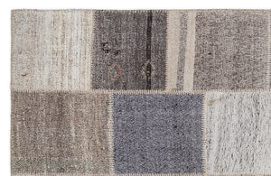 Striped Over Dyed Kilim Patchwork Unique Rug 5'3'' x 7'7'' ft 160 x 230 cm