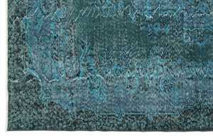 Turquoise Over Dyed Vintage Rug 6'4'' x 9'3'' ft 193 x 283 cm