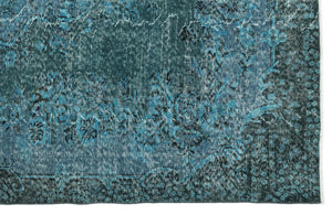 Turquoise Over Dyed Vintage Rug 6'4'' x 9'3'' ft 193 x 283 cm