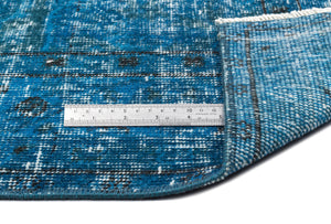 Turquoise Over Dyed Vintage Rug 5'4'' x 8'10'' ft 163 x 268 cm