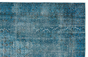 Turquoise Over Dyed Vintage Rug 5'4'' x 8'10'' ft 163 x 268 cm