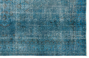 Turquoise Over Dyed Vintage Rug 5'4'' x 8'10'' ft 163 x 268 cm
