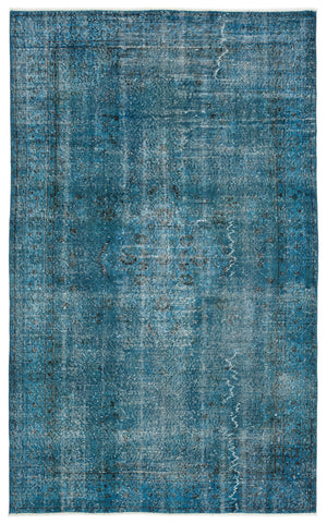 Turquoise Over Dyed Vintage Rug 5'4'' x 8'10'' ft 163 x 268 cm