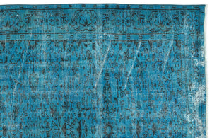 Turquoise Over Dyed Vintage Rug 5'7'' x 10'0'' ft 171 x 306 cm