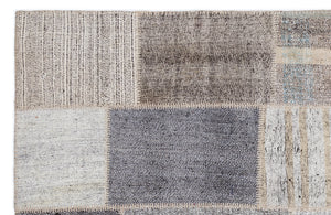 Striped Over Dyed Kilim Patchwork Unique Rug 5'3'' x 7'7'' ft 160 x 230 cm
