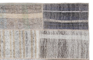 Striped Over Dyed Kilim Patchwork Unique Rug 5'3'' x 7'7'' ft 160 x 230 cm