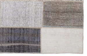 Striped Over Dyed Kilim Patchwork Unique Rug 5'3'' x 7'7'' ft 160 x 230 cm