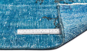 Turquoise Over Dyed Vintage Rug 5'8'' x 8'10'' ft 172 x 270 cm