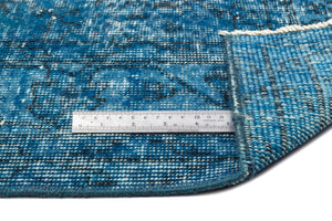 Turquoise Over Dyed Vintage Rug 5'7'' x 9'1'' ft 170 x 277 cm