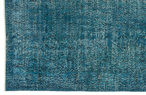 Turquoise Over Dyed Vintage Rug 5'7'' x 9'1'' ft 170 x 277 cm