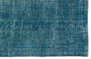 Turquoise Over Dyed Vintage Rug 5'7'' x 9'1'' ft 170 x 277 cm