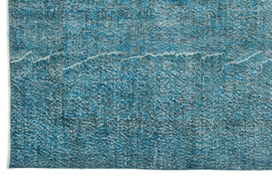 Turquoise Over Dyed Vintage Rug 6'3'' x 9'4'' ft 190 x 285 cm