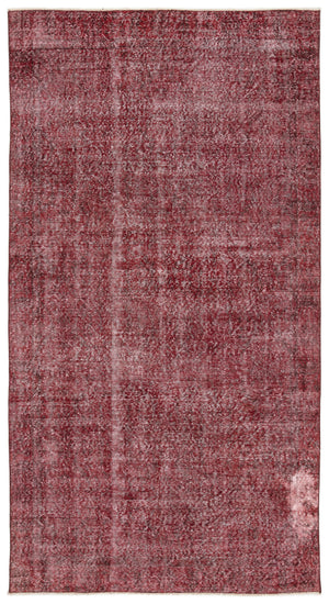 Red Over Dyed Vintage Rug 5'1'' x 9'4'' ft 155 x 284 cm