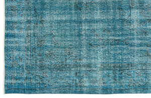 Turquoise Over Dyed Vintage Rug 5'9'' x 9'3'' ft 174 x 282 cm