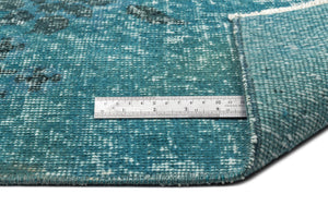 Turquoise Over Dyed Vintage Rug 6'7'' x 10'4'' ft 201 x 316 cm