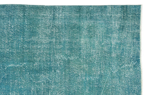 Turquoise Over Dyed Vintage Rug 6'7'' x 10'4'' ft 201 x 316 cm