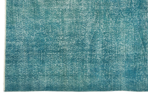 Turquoise Over Dyed Vintage Rug 6'7'' x 10'4'' ft 201 x 316 cm