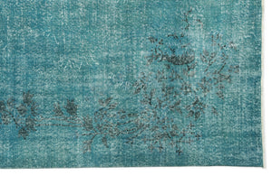 Turquoise Over Dyed Vintage Rug 6'7'' x 10'4'' ft 201 x 316 cm