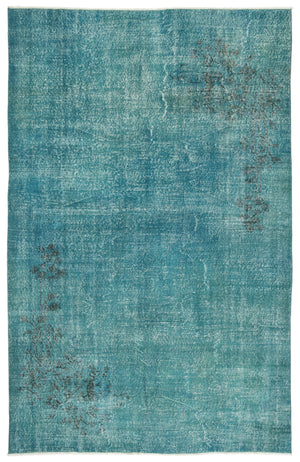 Turquoise Over Dyed Vintage Rug 6'7'' x 10'4'' ft 201 x 316 cm