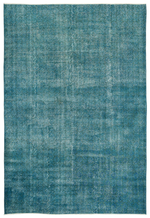 Turquoise Over Dyed Vintage Rug 6'11'' x 10'1'' ft 211 x 308 cm