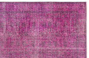 Fuchsia Over Dyed Vintage Rug 5'7'' x 8'6'' ft 169 x 260 cm