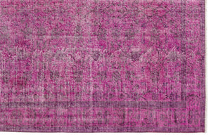 Fuchsia Over Dyed Vintage Rug 5'7'' x 8'6'' ft 169 x 260 cm
