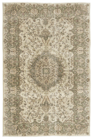 Beige Over Dyed Vintage Rug 5'9'' x 8'9'' ft 175 x 266 cm