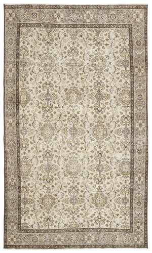Beige Over Dyed Vintage Rug 5'8'' x 9'7'' ft 172 x 292 cm