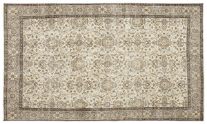 Beige Over Dyed Vintage Rug 5'8'' x 9'7'' ft 172 x 292 cm
