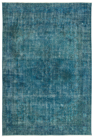 Turquoise Over Dyed Vintage Rug 6'9'' x 10'3'' ft 207 x 312 cm