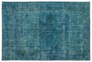 Turquoise Over Dyed Vintage Rug 6'9'' x 10'3'' ft 207 x 312 cm