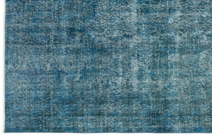 Turquoise  Over Dyed Vintage Rug 4'10'' x 8'8'' ft 148 x 264 cm