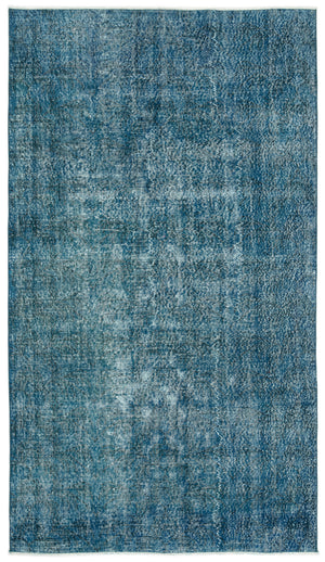 Turquoise  Over Dyed Vintage Rug 4'10'' x 8'8'' ft 148 x 264 cm