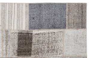 Striped Over Dyed Kilim Patchwork Unique Rug 5'3'' x 7'7'' ft 160 x 230 cm