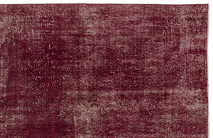 Red Over Dyed Vintage Rug 4'6'' x 7'7'' ft 138 x 232 cm