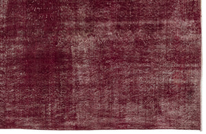 Red Over Dyed Vintage Rug 4'6'' x 7'7'' ft 138 x 232 cm