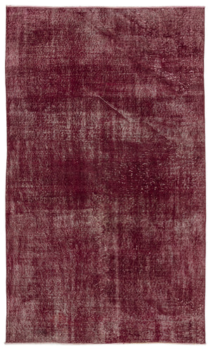 Red Over Dyed Vintage Rug 4'6'' x 7'7'' ft 138 x 232 cm
