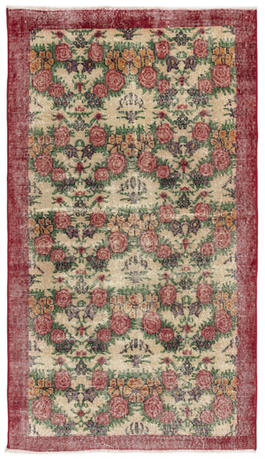 Naturel Over Dyed Vintage Rug 3'8'' x 6'5'' ft 111 x 195 cm
