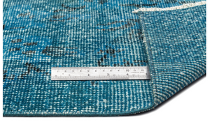 Retro Design Turquoise Over Dyed Vintage Rug 4'11'' x 8'8'' ft 149 x 265 cm