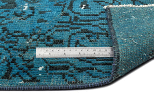 Turquoise Over Dyed Vintage Rug 5'5'' x 9'5'' ft 165 x 286 cm