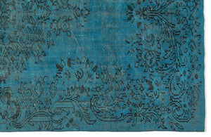 Turquoise Over Dyed Vintage Rug 5'5'' x 9'5'' ft 165 x 286 cm