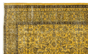 Yellow Over Dyed Vintage Rug 4'8'' x 7'7'' ft 141 x 232 cm