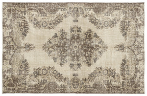 Beige Over Dyed Vintage Rug 6'4'' x 9'9'' ft 192 x 298 cm