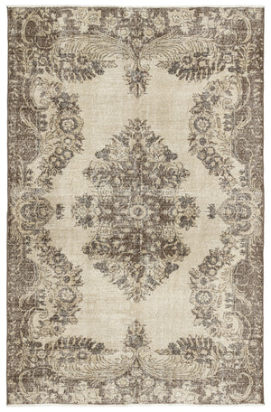 Beige Over Dyed Vintage Rug 6'4'' x 9'9'' ft 192 x 298 cm