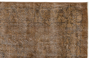 Brown Over Dyed Vintage Rug 5'11'' x 9'11'' ft 180 x 302 cm