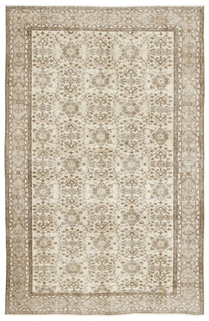 Beige Over Dyed Vintage Rug 6'4'' x 10'2'' ft 194 x 310 cm
